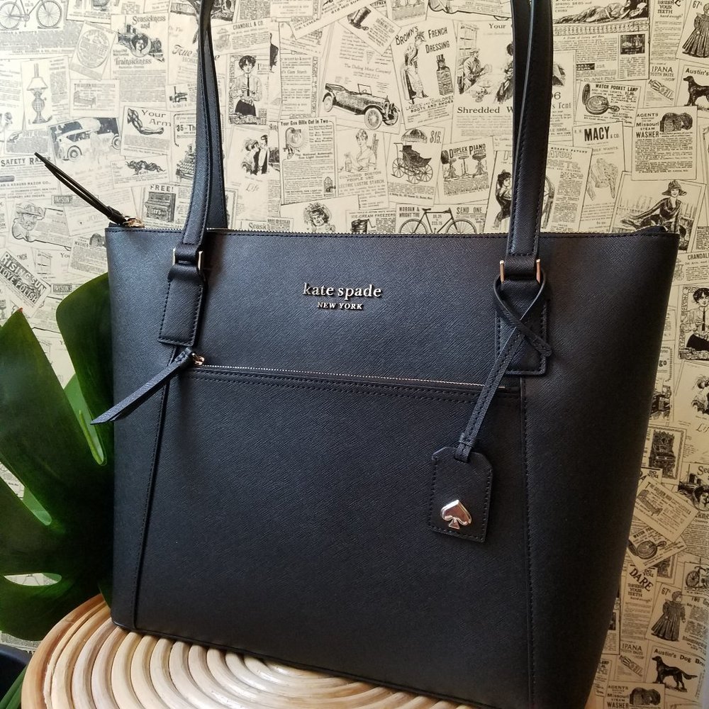 Kate Spade Cameron Large Pocket Tote Black Zipper - Picture 2 of 10